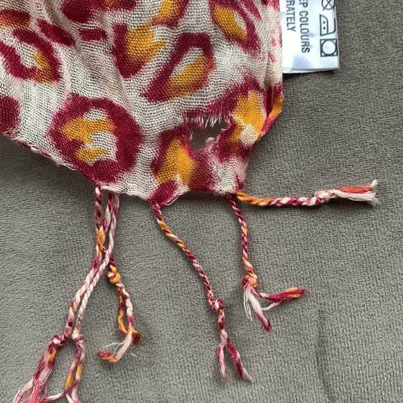 Lightweight Leopard Print Burgundy and Orange Scarf - Picture 2 of 6